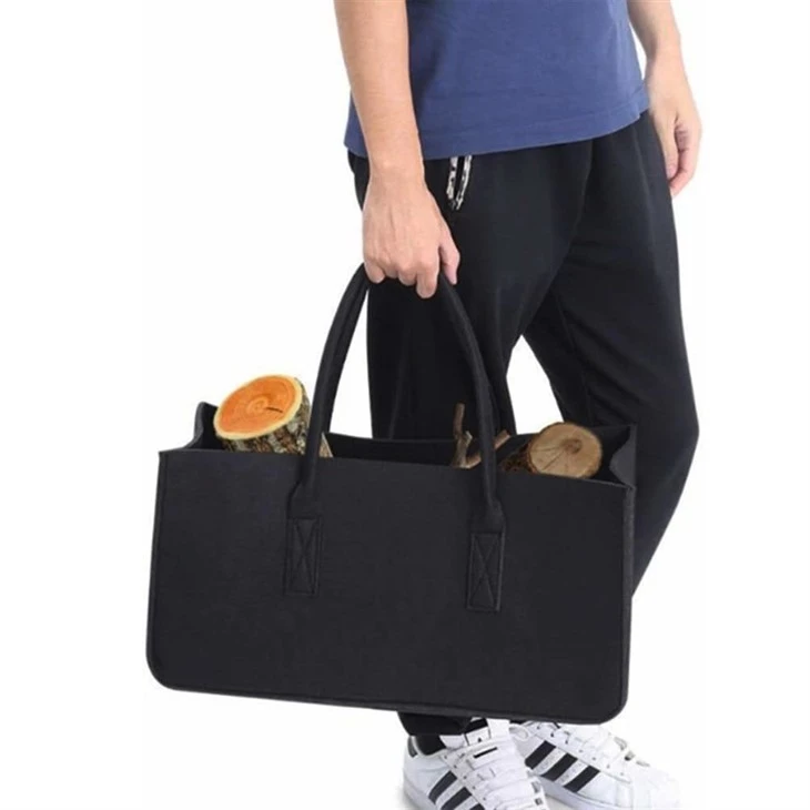 Custom Recycled Felt Firewood Carrier Log Tote Bag