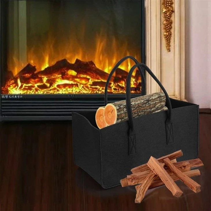 Custom Recycled Felt Firewood Carrier Log Tote Bag