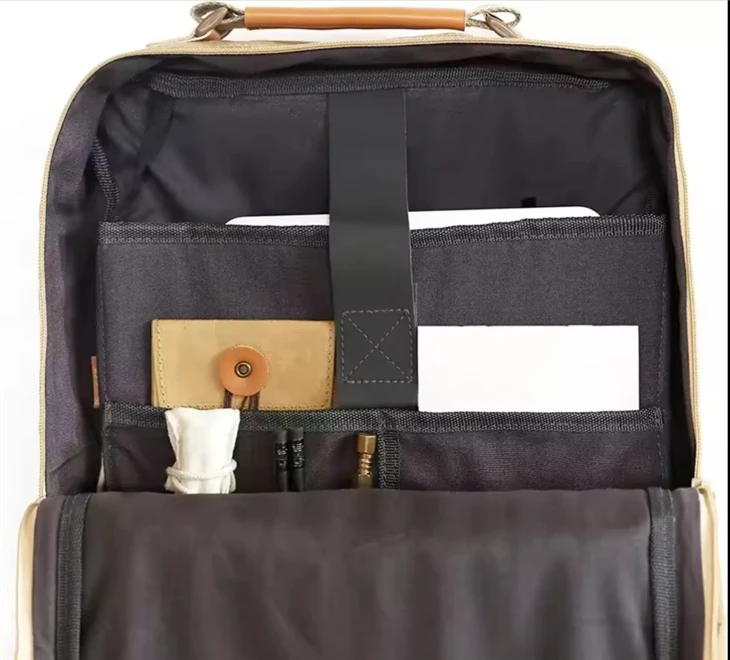 Folding PU Top Flap Washable Kraft Paper Backpack