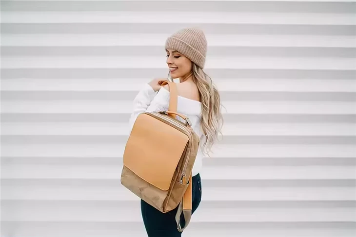Folding PU Top Flap Washable Kraft Paper Backpack